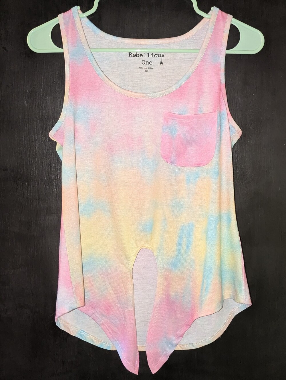Rebellious One Pastel Pink & Light Blue Front Tie Tie-Dye Sleeveless